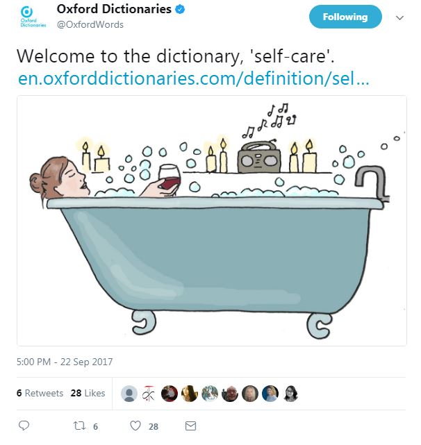 Oxford Dictionaries tweet about self-care